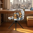 thumbnail image 3 of Whosucclay Cute Cartoon Dog Print Stretch Curved Back Dining Chair Slipcovers Removable Office Chair Protector Anti Wrinkle Swivel Accent Chair Covers for Kitchen, Party, Banquet Decor, 3 of 7