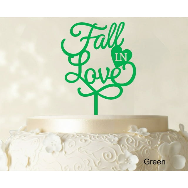 Fall In Love Wedding Cake Topper Personalized Green Cake Topper Cake Decoration Option Available 6-7 Inches Wide