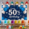 thumbnail image 4 of Blue White Balloon Themed 50th Birthday Banner Backdrop Decorations Party Supplies Photography Props for Birthday Parties Celebrations Photo Shoots Events, 4 of 7