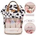 thumbnail image 3 of Mochila para pañales con estampado de vaca para bebés, niñas y madres con accesorios, 3 of 7
