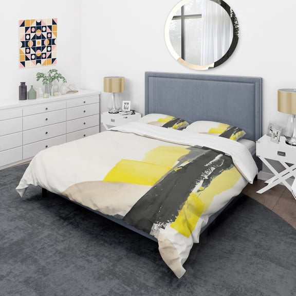 Designart 'Glam Black and Yellow III' Glam Duvet Cover Set