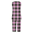 thumbnail image 3 of aohooy Pajamas Sets for Women Soft Plaid Printed Sleeveless Pjs Tank Top and Cropped Pants with Pocket Ladies Loungewear Sets 2025 Purple,S, 3 of 4