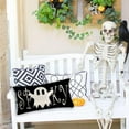 thumbnail image 5 of Halloween Throw Lumbar Pillow Cover, 12 x 20 Inch Black White Cute Spooky Ghost Outdoor Pillows Decorative Halloween Pillowcase Fall Holiday Farmhouse Cushion Case for Sofa Couch, 5 of 6
