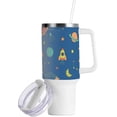 thumbnail image 2 of SKYSONIC Insulated Tumblers with Lids and Straws Handles 40oz Water Bottle Cosmical Planets Spaceships Travel Mug Reusable Stainless Steel Thermos Vacuum, 2 of 7