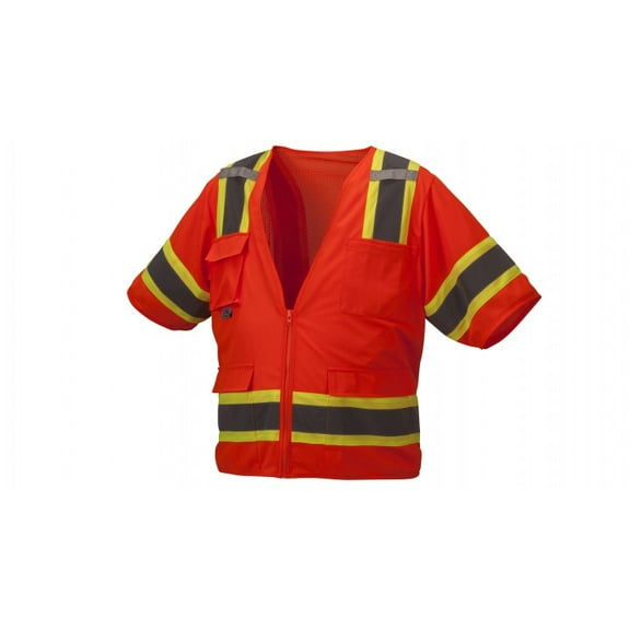 Pyramex Safety RVZ3420L Safety Vest Orange Class 3 Surveyor - Size Large