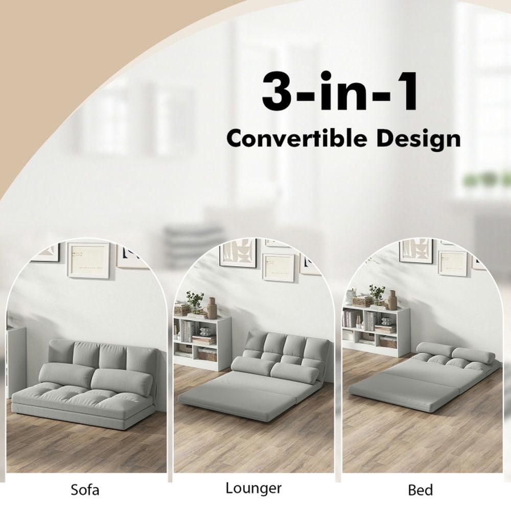 Finihen Floor Sofa, Adjustable Folding Floor Sofa Bed, Floor Sofa Bed with 6 Positions Adjustable Backrest Skin-friendly Velvet Cover, for Living Room, Bedroom, Light Gray Finihen Floor Sofa, Adjustable Folding Floor Sofa Bed, Floor Sofa Bed with 6 Positions Adjustable Backrest Skin-friendly Velvet Cover, for Living Room, Bedroom, Light Gray