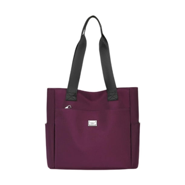 Bolso de mano para mujer, bolso de hombro, bolso de viaje, bolso de viaje, bolso portátil de tela Oxford, asa para viajes, trabajo al aire Púrpura