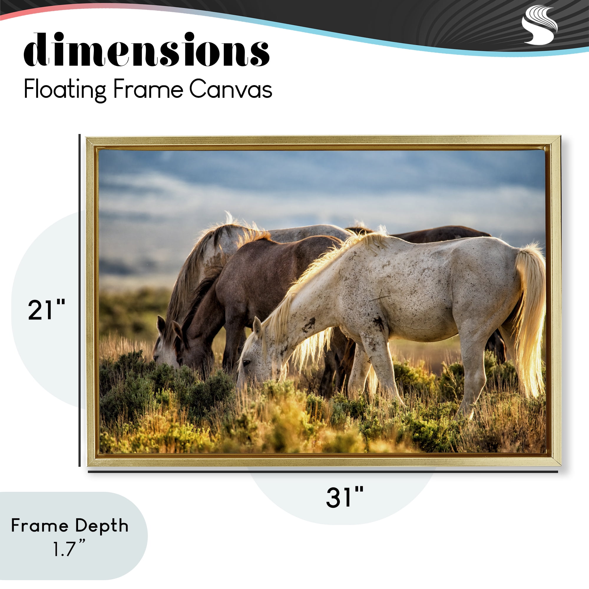 Stupell Industries Equine Evening Graze Gold Framed Floater Canvas Wall Art, design by Tim West