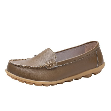 

KaLI_store Womens Shoes Womens Loafers Slip On Fashion Loafer Comfortable Casual Shoes Khaki