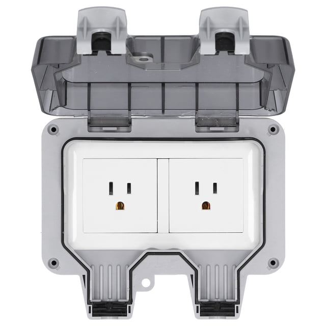 Bearachild 15A IP66 Impermeable al aire libre Enchufe doble Toma de corriente eléctrica Práctico enchufe doble Caja de adaptador de corriente conmutada Electrodomésticos Bearachild HA019934-00