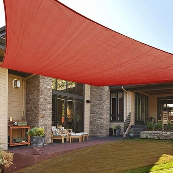 20' x 20' Sun Shade Sail Square UV Block Canopy Cover for Outdoor Patio Garden Backyard, Terra Red
