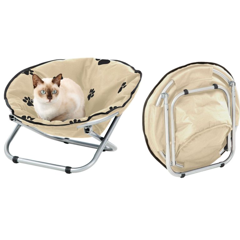 Pet Cot Chair Portable Round Fold Out Elevated Cat Bed Paw