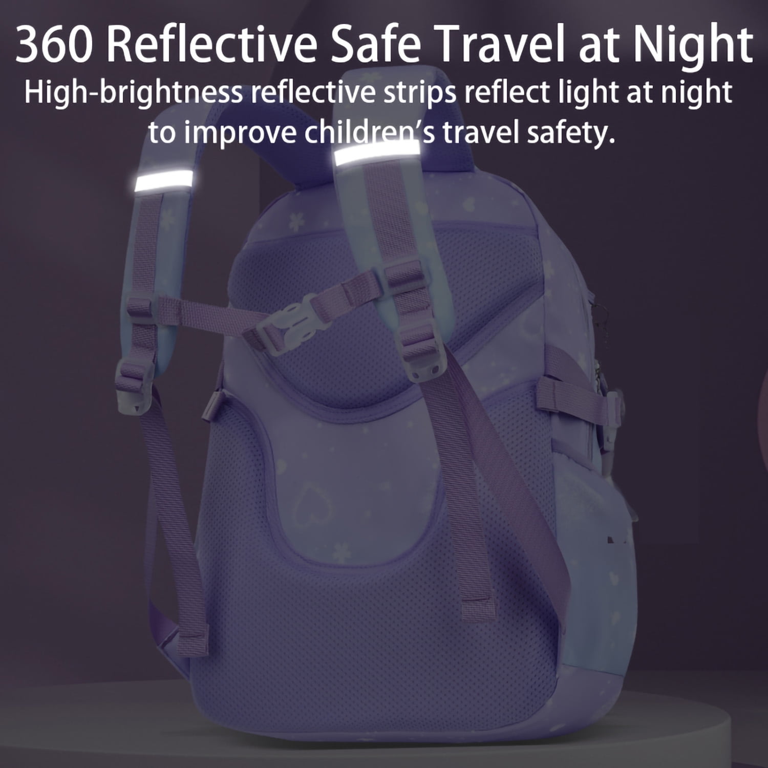 Kivdit School Backpack for Girls,Luminous School Bag for Kids Teens,Large Capacity Bookbag,Purple