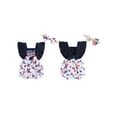 thumbnail image 3 of Aojekbee 4th of July Baby Girls Rompers Heart Stripe Stars Print Bowknot Fly Sleeve Infant Bodysuits Summer Jumpsuits with Headband, 3 of 10