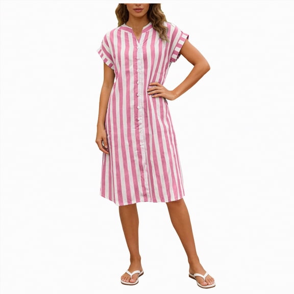Linfrsh Womens Sleeveless Dress Summer Dresses for Women Sleeveless Casual Midi Dress Beach Vacation Sundresses with Pockets(Red,M)
