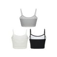 thumbnail image 2 of Xnihocha 3Pcs/Set Kids Girls Ribbed Bra Vest Spaghetti Straps Crop Top Solid Color Camisole Underwear Black&White&Grey L, 2 of 5