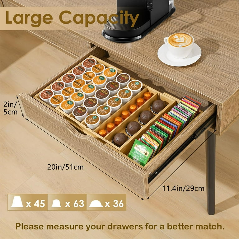 Tea Drawer Organizer Coffee Pod Organizer Acacia Wood Tea Bag