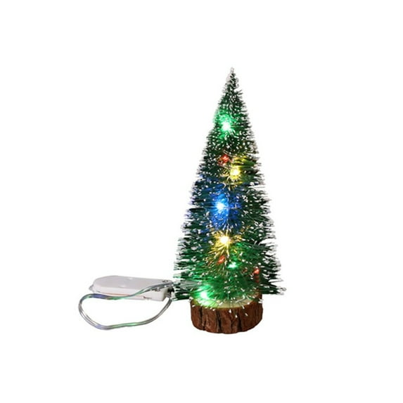 Small Pre-lit Tabletop Christmas Tree, Artificial Mini Christmas Tree Desktop Christmas Pine Tree with Wood Stand for Christmas Holiday Decoration