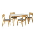 thumbnail image 6 of Harper & Bright Designs Small Space Dining Set for 4, 5 Pieces Rectangular Solid Wood Table Set with 4 Upholstered Chairs for Kitchen, DARK GREY,White+Oak, 6 of 20