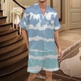 thumbnail image 4 of Men's Gradient Printed Satin Short Sleeve Button Up Pajama Loungewear Set for Comfortable Sleep and Relaxation at Home, 4 of 4