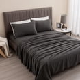 thumbnail image 2 of Linery & Co. Premium Super Soft Extra Plush Fleece Sheet Set Charcoal Twin, 2 of 5