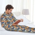 thumbnail image 6 of Fuzoiu Fashionable Paisley Print Men's Long-Sleeved Pajama,Lounge Button Down Nightwear,Mens Notch Collar Pajama Set -Medium, 6 of 7