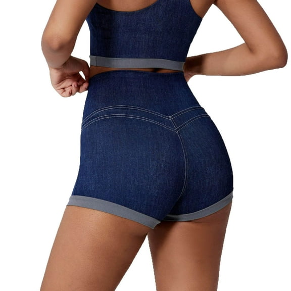 REALiKUN Women's Short Jeggings for Women, High Waisted Crossover Jeans Shorts Jeggings Booty Shorts