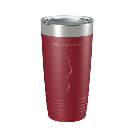 

Lake Koocanusa Map Tumbler Travel Mug Insulated Laser Engraved Coffee Cup Montana British Columbia 20 oz Maroon