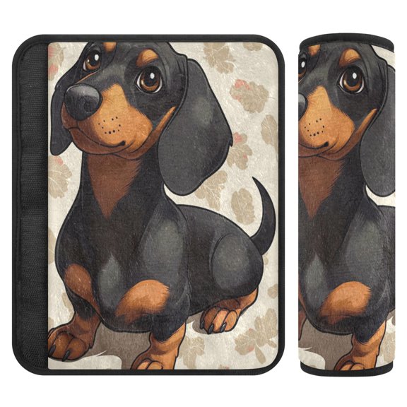 WOBOGO Dachshund Pattern Seat Belt Cover 2 Piece Soft Comfort Driving Shoulder Pad Suitable for All Cars and Backpacks