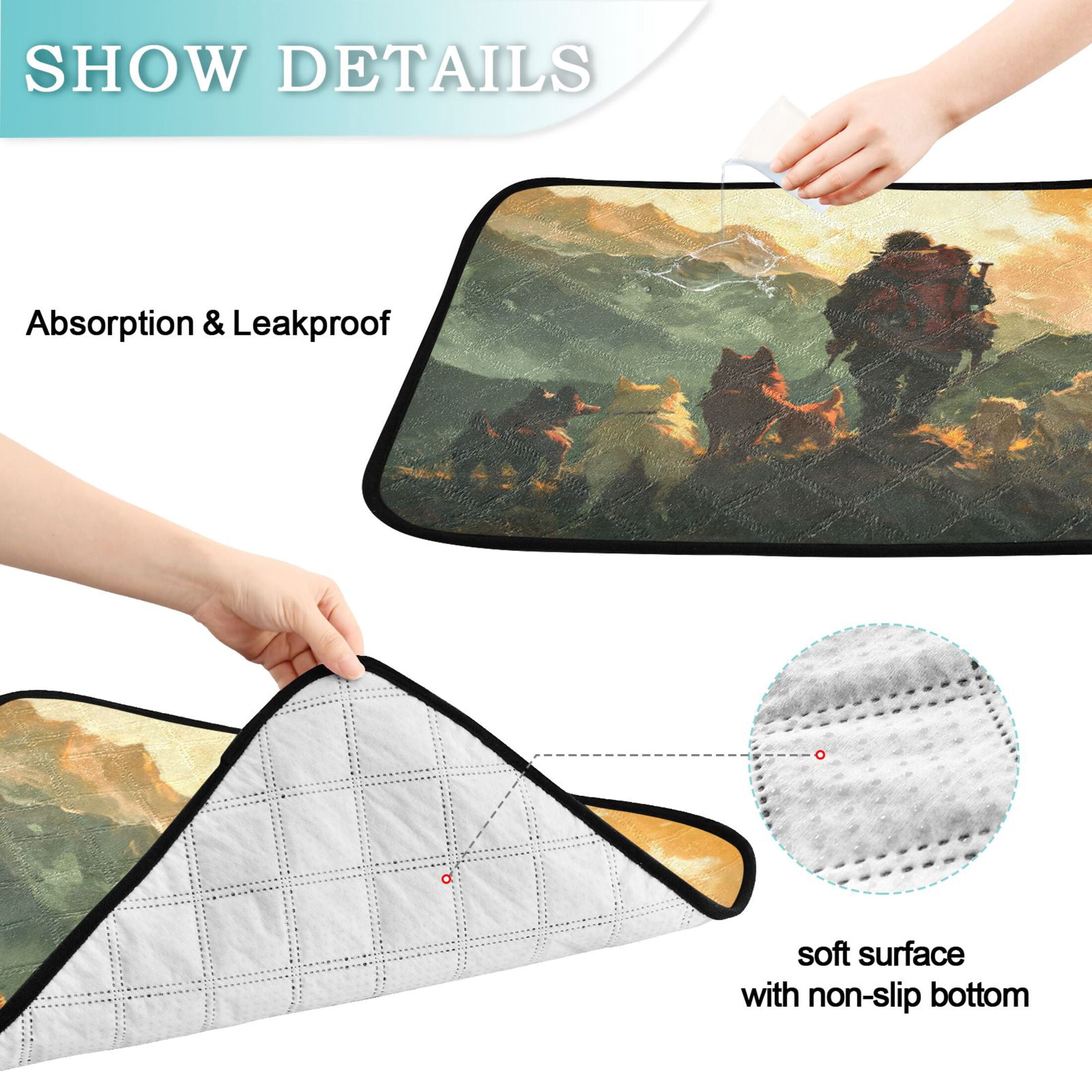 Qxltty Homeless Man and Dog Cat litter Pads Pet Set of 3 Diaper Mats Center Anti-leakage Layer Absorbent Soft and Comfortable