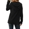 thumbnail image 5 of BadPiggies Women Hoodies Waffle Knit Sweater V Neck Drawstring Button Oversized Pullover Tops Casual Long Sleeve Shirts (2XL, Black), 5 of 8
