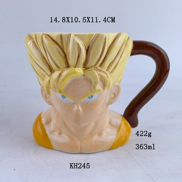 Taza de cerámica de Goku de Dragon Ball, taza de agua creativa, lindas tazas de café, vajilla, hecha a mano grande taza de jugo, vajilla de café, 350/600ml