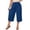 *Blue, variant on VBVC Women's Plus Wide Leg Capri Pants , Ladies' Scalloped Hem High Waist Cropped Pants , Summer Casual Loose Lounge Trousers For Women, Army Green , L-5XL