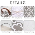 thumbnail image 4 of Sea Team Moroccan Quatrefoil Pattern Canvas Fabric Storage Basket Collapsible Geometric Design Storage Bin with Drawstring Cover and PU Leather Handles, 16.5 by 11.8 inches, Grey, 4 of 6