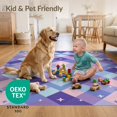 thumbnail image 4 of ODIKA 3'x5' Ultra-Soft Throw Mat, Diagonal Unicorn Checkerboard Motifs Emblems Purple Checkered None Washable, Bare feet friendly, Easy Care Indoor rug for Bedside, Vanity, 4 of 7