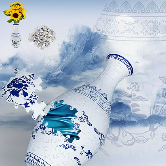 Wdhugt 3D Puzzle Vase, 160 Curved Plastic Flower Vase Puzzle Pieces, Puzzle Vase for Adults, Unique Puzzles for Adults, House Warming Gift for Flower Arrangements and Home Decoration