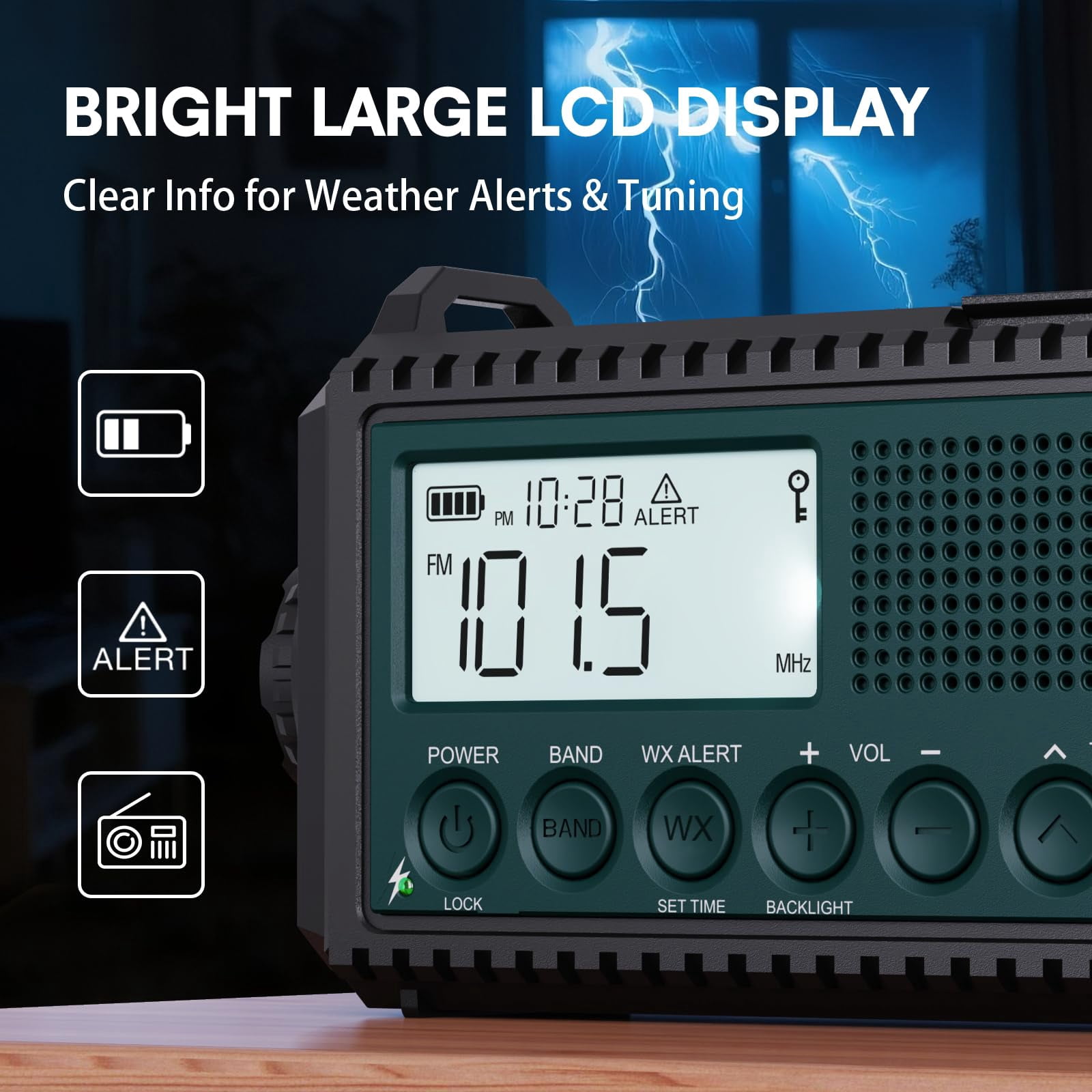 Noaa Emergency Weather Radio With Auto Alerts  5000mah Solar Hand Crank Am/fm/sw Shortwave Flashlight Reading Lamp Phone Sos Alarm Gear Time Clock & Large Lcd Display