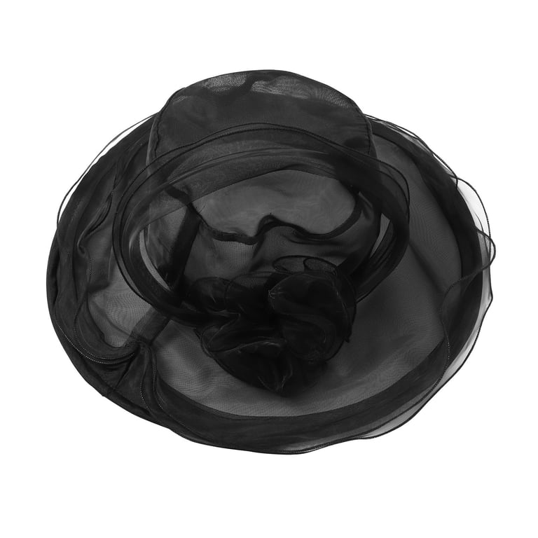 8669 Women Bride Wedding Church Derby Top Hats Organza Sun Visor Cap Ladies FUNUONY Women Party Church Derby Top Hats Organza Sun Visor  main image 4
