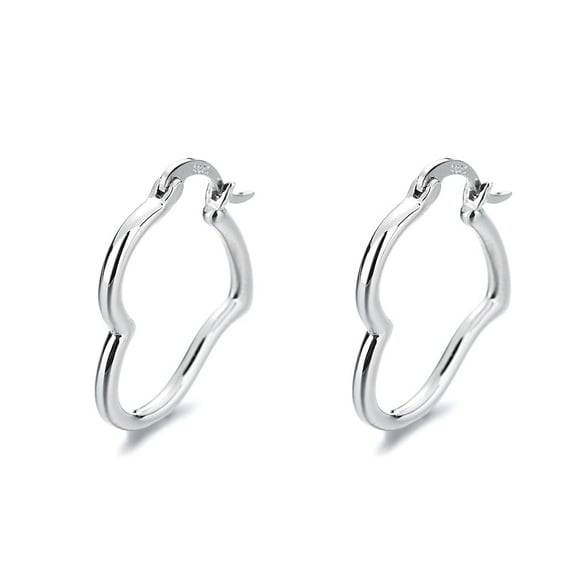 Amy and Annette 18K White Gold Plated Heart Hoop Earrings