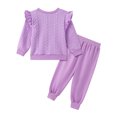 thumbnail image 4 of GYRATEDREAM Girls 2 Piece Outfit Cable Textured Ruffle Sweatshirt Jogger Pants Set, 18M-6T Kids Casual Tracksuit, 4 of 9