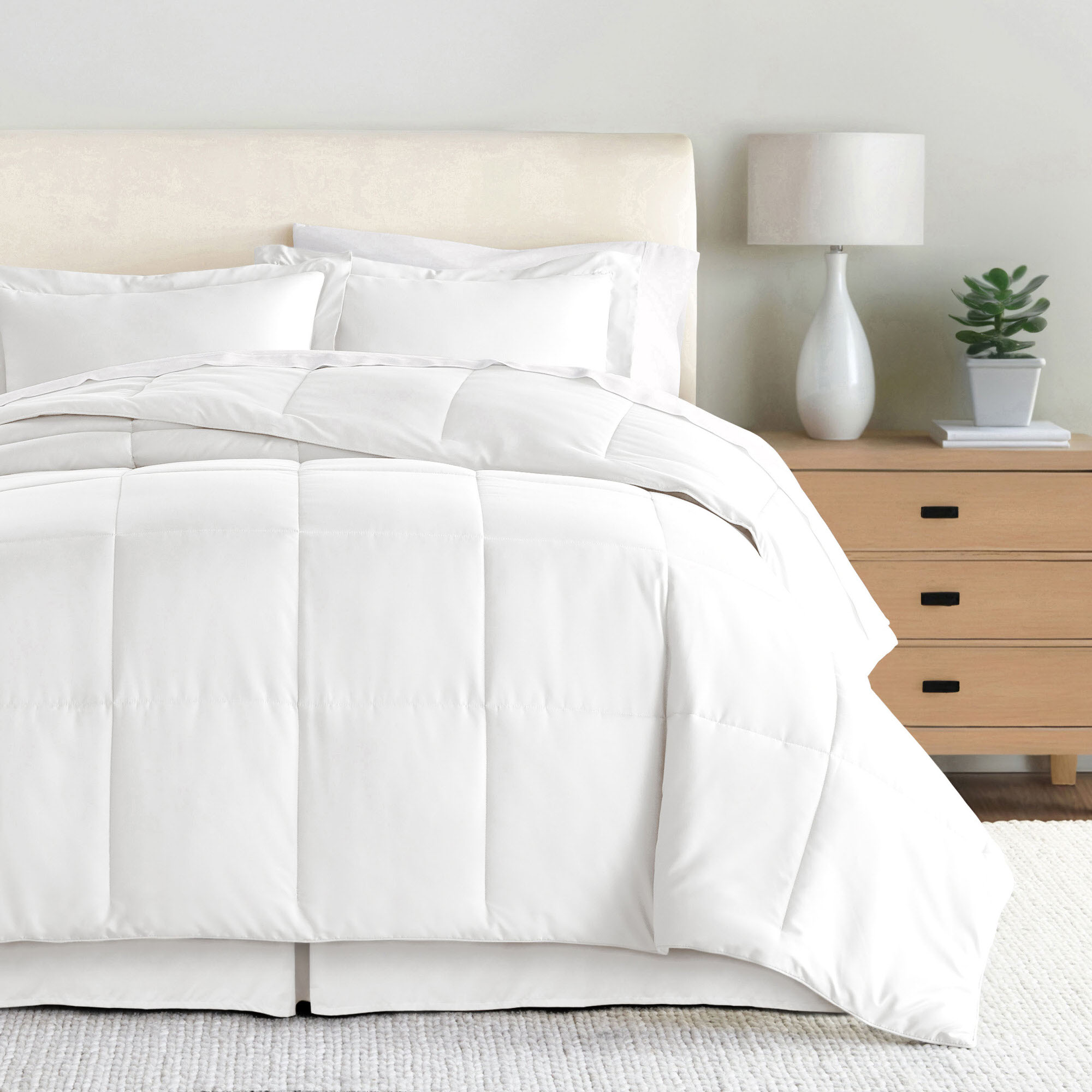 Noble Linens White Pleated Dust Ruffle Bed Skirt, Queen