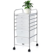 RONG-3 6-Drawer Organizer Cart Tools, Mobile Utility Storage Cart with Removable Drawers & Lockable Wheels, Rolling Storage Cart with Wheels for Home Office,Clear