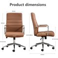 thumbnail image 2 of Office Desk Chair Leather, Conference Room Chairs with Wheels, Modern Executive Office Chairs Adjustable Height, Ergonomic Swivel Rolling Ribbed Computer Chair(Brown), 2 of 14