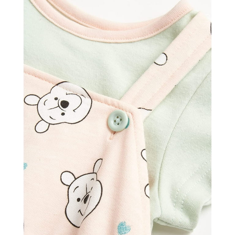 Disney Baby Girls Romper 2 Piece Overall T Shirt Set Minnie