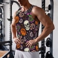 thumbnail image 5 of Rateoe Halloween With Skull Pattern Sleeveless Gym Shirt Muscle Tee Breathable Workout Shirt Slim-Fit Tank Quick Dry Fit Muscle Tank Top Bodybuilding Sleeveless T Shirt-Large, 5 of 7