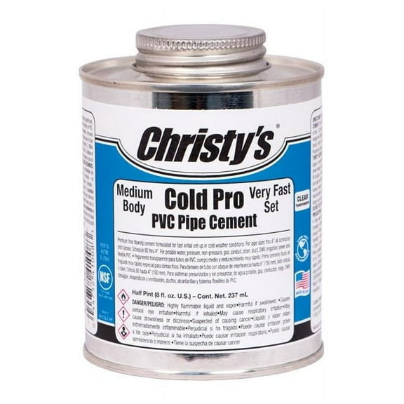 T Christy 4807103 8 oz Cold Pro PVC Cement - Clear
