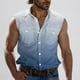 thumbnail image 1 of Camiseta sin mangas con cuello vuelto para hombre, estilo informal, a la moda, con estampado degradado, cuello vuelto, sin mangas, bolsillos, deportiva, de poliéster, 1 of 5