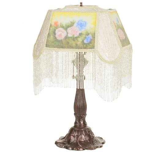 Meyda Tiffany 20286 18" H Reverse Painted Roses Fabric - Off White