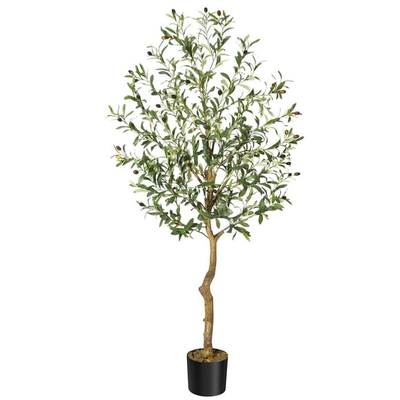 Olive Trees Artificial Indoor, 5FT Tall Olive Tree Plants, Faux Olive Tree with Realistic Trunk, Leaves, Fruits for Home Office Decor