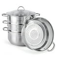 thumbnail image 4 of STPgoods 3-Tier Stainless Steel Steamer Pot with Glass Lid 12.68 Qt (12 L) Dumpling Steamer Pot Multi-Layer Cookware Pot, 4 of 9